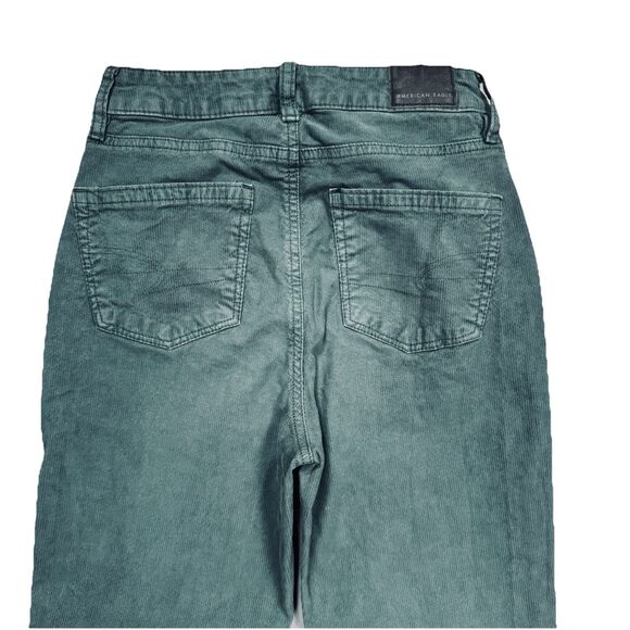American Eagle Mom Corduroy Pants 0 (24x26.4) Green Tapered High Waist Womens - Picture 9 of 10
